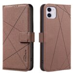 For iPhone 12 / 12 Pro Geometric Pattern RFID Leather Phone Case(Brown)