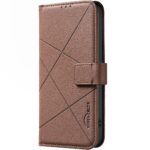 For iPhone 12 / 12 Pro Geometric Pattern RFID Leather Phone Case(Brown) - Image 2