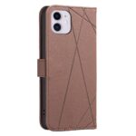 For iPhone 12 / 12 Pro Geometric Pattern RFID Leather Phone Case(Brown) - Image 3