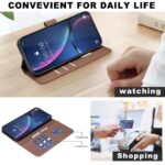 For iPhone 12 / 12 Pro Geometric Pattern RFID Leather Phone Case(Brown) - Image 5