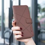 For iPhone 12 / 12 Pro Geometric Pattern RFID Leather Phone Case(Brown) - Image 7