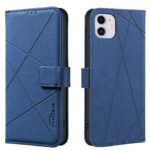 For iPhone 12 / 12 Pro Geometric Pattern RFID Leather Phone Case(Blue)