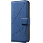 For iPhone 12 / 12 Pro Geometric Pattern RFID Leather Phone Case(Blue) - Image 2