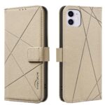 For iPhone 12 / 12 Pro Geometric Pattern RFID Leather Phone Case(Beige)