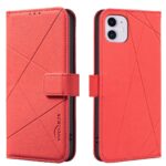 For iPhone 12 / 12 Pro Geometric Pattern RFID Leather Phone Case(Red)