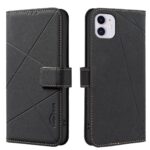 For iPhone 12 / 12 Pro Geometric Pattern RFID Leather Phone Case(Black)