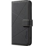 For iPhone 12 / 12 Pro Geometric Pattern RFID Leather Phone Case(Black) - Image 2