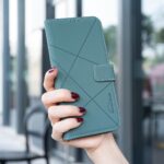 For iPhone 12 / 12 Pro Geometric Pattern RFID Leather Phone Case(Green) - Image 7