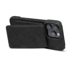 For iPhone 14 Plus Denior D28 Retro Texture RFID MagSafe Vertical Flip Card-slot Phone Case(Black) - Image 4