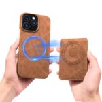 For iPhone 14 Plus Denior D28 Retro Texture RFID MagSafe Vertical Flip Card-slot Phone Case(Brown) - Image 5