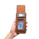 For iPhone 14 Plus Denior D28 Retro Texture RFID MagSafe Vertical Flip Card-slot Phone Case(Brown) - Image 6