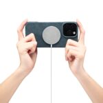 For iPhone 14 Plus Denior D28 Retro Texture RFID MagSafe Vertical Flip Card-slot Phone Case(Blue) - Image 7