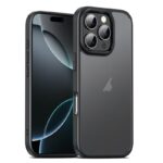 For iPhone 16 Pro Max iPAKY Bright Color Frosted Series Shockproof PC+TPU Phone Case(Black)