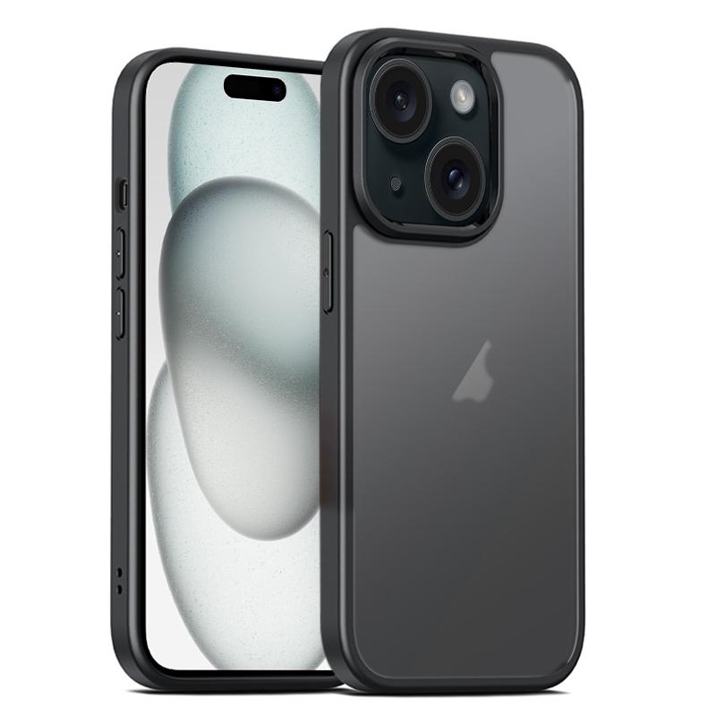 EDA008200908A.jpg For iPhone 15 iPAKY Bright Color Frosted Series Shockproof PC+TPU Phone Case(Black) - Image 1