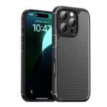 For iPhone 16 Pro Max iPAKY Pioneer Series Carbon Fiber PC+TPU Phone Case(Black)