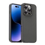For iPhone 16 Pro Max iPAKY Star Lord Series Carbon Fiber Textured Oil Spray PC+TPU Phone Case(Grey)