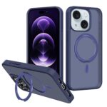 For iPhone 14 Kalebol Rotating Holder MagSafe PC Hybrid TPU Phone Case(Blue)