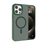 For iPhone 14 Pro Max Kalebol Metal Lens Frame MagSafe Frosted PC Phone Case(Dark Green)