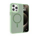 For iPhone 14 Pro Max Kalebol Metal Lens Frame MagSafe Frosted PC Phone Case(Matcha Green)