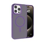 For iPhone 14 Pro Max Kalebol Metal Lens Frame MagSafe Frosted PC Phone Case(Dark Purple)