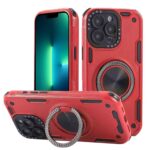 For iPhone 13 Pro Max Three-core Mecha 360 Degree Rotation Magnetic Holder Phone Case(Red)