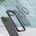 For iPhone 14 Pro Max kalebol MagSafe Metal Ring Holder Phone Case(Black) - Image 4