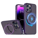For iPhone 14 Pro Max kalebol MagSafe Metal Ring Holder Phone Case(Dark Purple)