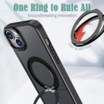 For iPhone 14 Plus kalebol MagSafe Metal Ring Holder Phone Case(Black) - Image 6