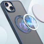 For iPhone 14 Plus kalebol MagSafe Metal Ring Holder Phone Case(Blue) - Image 2