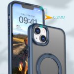 For iPhone 14 Plus kalebol MagSafe Metal Ring Holder Phone Case(Blue) - Image 5