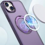 For iPhone 14 Plus kalebol MagSafe Metal Ring Holder Phone Case(Dark Purple) - Image 2