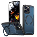 For iPhone 15 Pro Max kalebol Metal 360 Degree Rotation Holder MagSafe Phone Case(Navy Blue)