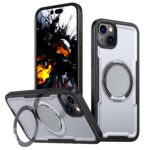 For iPhone 14 Plus kalebol Metal 360 Degree Rotation Holder MagSafe Phone Case(Grey)