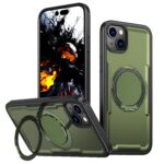 For iPhone 14 Plus kalebol Metal 360 Degree Rotation Holder MagSafe Phone Case(Green)