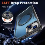 For iPhone 14 kalebol Metal 360 Degree Rotation Holder MagSafe Phone Case(Navy Blue) - Image 3