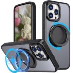 For iPhone 15 Pro Max Kalebol 360-degree Rotating MagSafe Magnetic Holder Phone Case(Black)