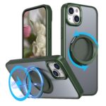 For iPhone 15 Kalebol 360-degree Rotating MagSafe Magnetic Holder Phone Case(Green)