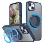 For iPhone 15 Kalebol 360-degree Rotating MagSafe Magnetic Holder Phone Case(Blue)