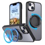 For iPhone 14 Kalebol 360-degree Rotating MagSafe Magnetic Holder Phone Case(Black)