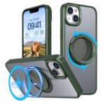For iPhone 14 Kalebol 360-degree Rotating MagSafe Magnetic Holder Phone Case(Green)