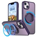 For iPhone 14 Kalebol 360-degree Rotating MagSafe Magnetic Holder Phone Case(Purple)