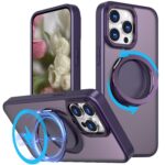 For iPhone 13 Pro Max Kalebol 360-degree Rotating MagSafe Magnetic Holder Phone Case(Purple)