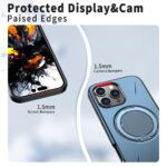 For iPhone 14 Pro Metal Rotation Holder MagSafe TPU Hybrid PC Phone Case(Navy Blue) - Image 5