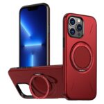 For iPhone 13 Pro Metal Rotation Holder MagSafe TPU Hybrid PC Phone Case(Red)
