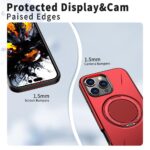 For iPhone 13 Pro Metal Rotation Holder MagSafe TPU Hybrid PC Phone Case(Red) - Image 5