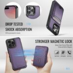 For iPhone 13 Pro JEEHOOD J10 Flip Card Bag MagSafe Split RFID Leather Phone Case(Purple) - Image 2
