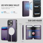 For iPhone 13 Pro JEEHOOD J10 Flip Card Bag MagSafe Split RFID Leather Phone Case(Purple) - Image 4