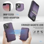 For iPhone 13 JEEHOOD J10 Flip Card Bag MagSafe Split RFID Leather Phone Case(Purple) - Image 2