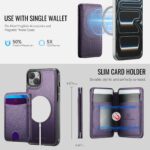 For iPhone 13 JEEHOOD J10 Flip Card Bag MagSafe Split RFID Leather Phone Case(Purple) - Image 4