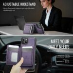 For iPhone 13 JEEHOOD J10 Flip Card Bag MagSafe Split RFID Leather Phone Case(Purple) - Image 6